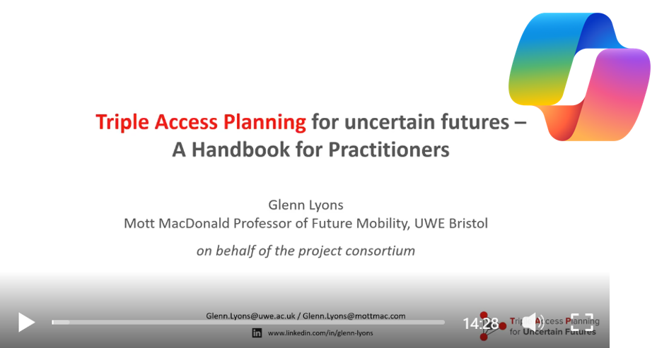 New introductory video for the Triple Access Planning Handbook (and Copilot’s attempt to distinguish between TAP and traditional transport planning!)